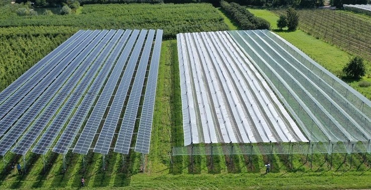Impianto agrivoltaico visto dall'alto